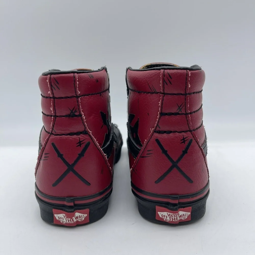 Vans Sk8-Hi 721356 Marvel Deadpool Youth‎ Size 3.5 Shoes Black Red Sneakers